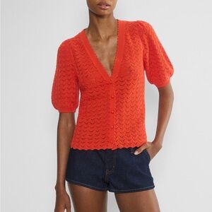 NWOT Aritzia Short Sleeve Crochet Fika Cardigan